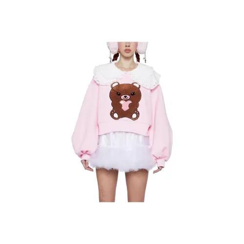 Dolls Kill Sugar Thrillz Snuggle Up Collared Sweatshirt Women's Pink Pink
