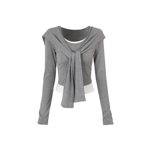 MUQINGQING Серый Женский Трикотаж