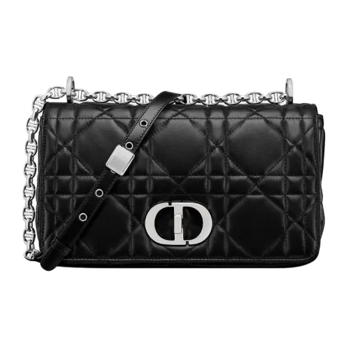 DIOR Caro Macrocannage Овечья шкура Сумка на плечо Средний Женские Черный