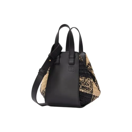 LOEWE Рафия Телячья кожа Одно плечо Сумка Женская Натуральный Черный