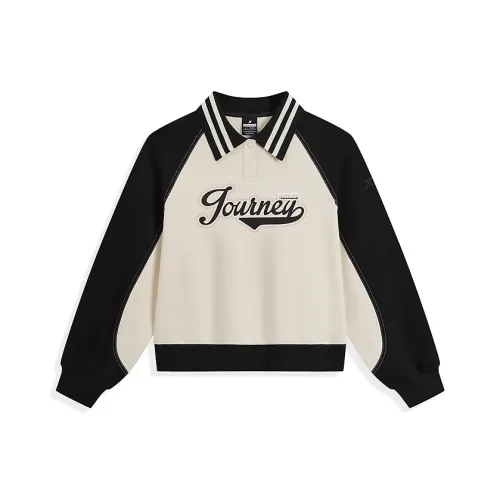 XTEP Sports Life Collection Горно-лунный белый/Глубокий черный Женские свитшоты