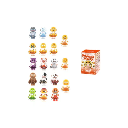 POP MART Коллаборация Mega SPACE MOLLY 100% × Emoji™ Коллекция Слепые коробки Один Blind Коробка Целая коробка 9 шт