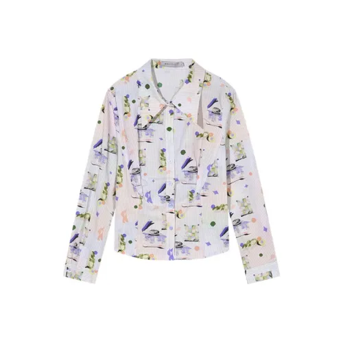 XIRAN Рубашка Женская Фиолетовый Розовый Полосатый Цветочный