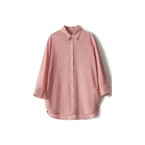 Yvetteclassic Рубашка Женская Красная и Белая Полосы