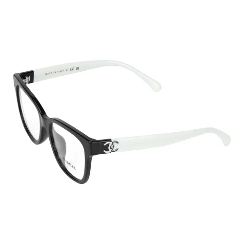 CHANEL Пластиковая оправа Квадратные Оправы для очков Унисекс Черный Белый