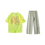 Комплект одежды (Неоново-зеленый топ + Желтые грязные штаны)