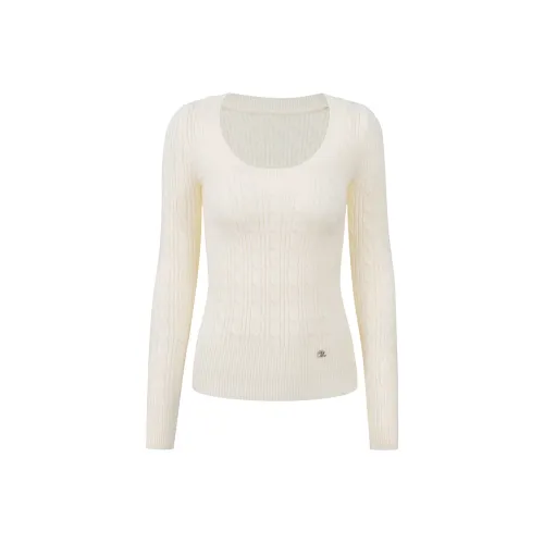 Ariseism Дизайн Sensory Жаккард Круглый вырез Облегающий крой Длинный рукав Трикотаж Для женских Весенний Свитер Женский