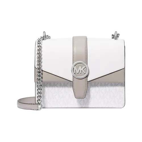 MICHAEL KORS Greenwich Покрытый холст Сумка через плечо Маленькая Женская Белая