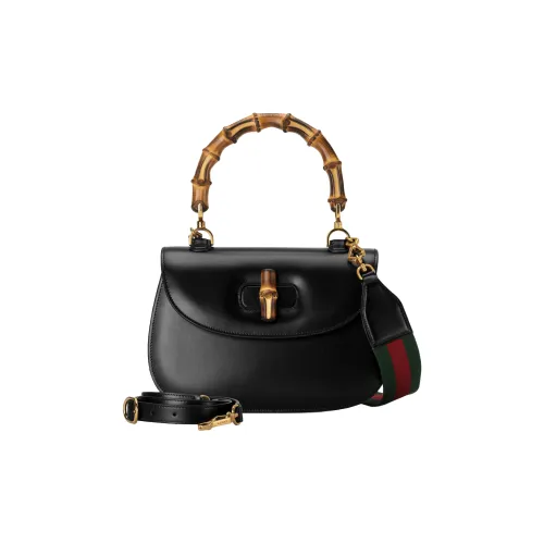 GUCCI Bamboo 1947 Корова Кожа Одно Плечо Сумка Средний Женский Черный