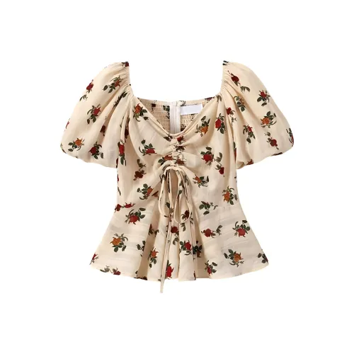 VKXOW Шифон Рубашка Женская Абрикос