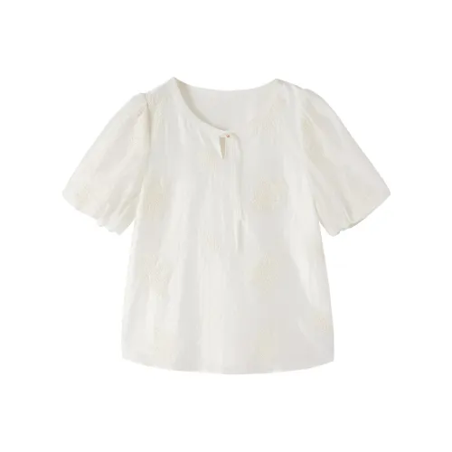 XIANGYING Экрю Женские Рубашки