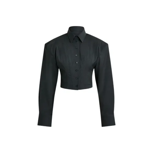 SCANLAN THEODORE SS25 Мягкий Tailored Cropped Shirt Женские Charcoal Угольный Серый