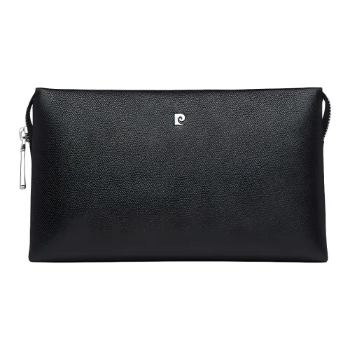 PIERRE CARDIN Клатч из крупнозернистой текстуры коровьей кожи мужской черный