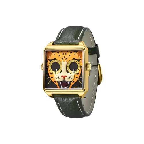 HappieWatch Леопард Goldie Стиль Позиционирование Кварцевый механизм Веганская кожа Ремешок Часы Женские часы Золотой циферблат