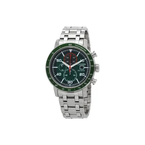 CITIZEN Brycen Collection Светильник Кварцевый механизм Мужские часы Циферблат 44 мм Зеленый корпус из нержавеющей стали