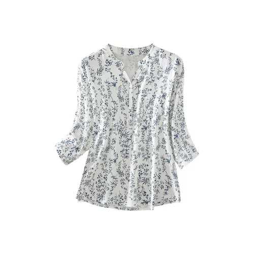 Ning Cai Yuer Бело-голубая керамика Женские Рубашки