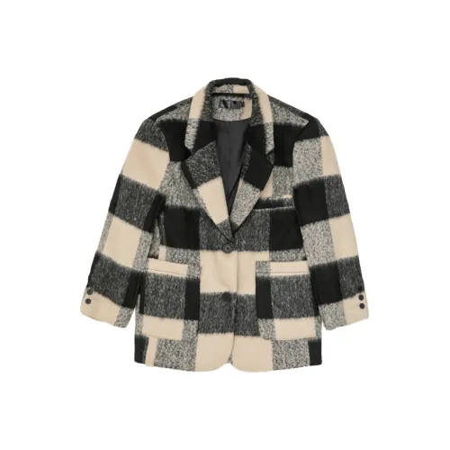 SUNSUNTOWN Пальто Женское Черное Клетка