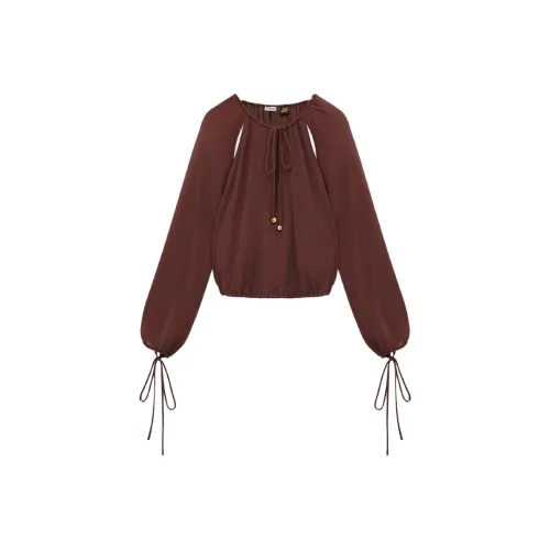 LOEWE SS25 Рубашка Женская Кофейного Цвета