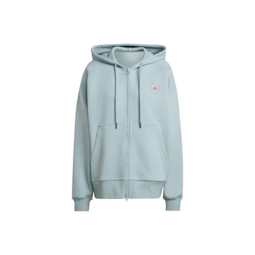 Adidas Stella McCartney FW24 Full Zip Hoodie Куртки Пальто Женские Текстура Зеленый