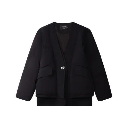 THE SEA LIFE Пуховик Женские Черный Маг