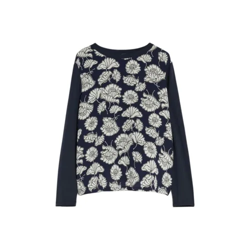 WEEKEND MaxMara Calamai Коллекция Printed Шелк And Джерси T Рубашка Толстовка Женские Морской синий