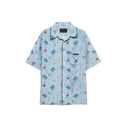 PRADA FW25 Рубашка Мужская Светло-Синяя