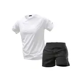 Белый топ + черные шорты