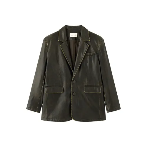 ZHOUMIAO Винтаж Золотисто-коричневый Женские Офисные костюмы