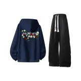 Темно-синий синий худи + черные штаны