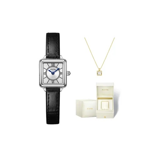 FIYTA Allure Series DL865033.WWB Кварцевый механизм Коровья кожа Ремешок Часы Женские Серебристый циферблат