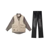 Хаки топ + черные штаны