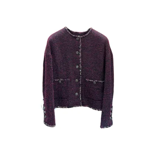 CHANEL 22A Премиум Ручной WORKSHOP Куртки и Пальто Женские Бордовый