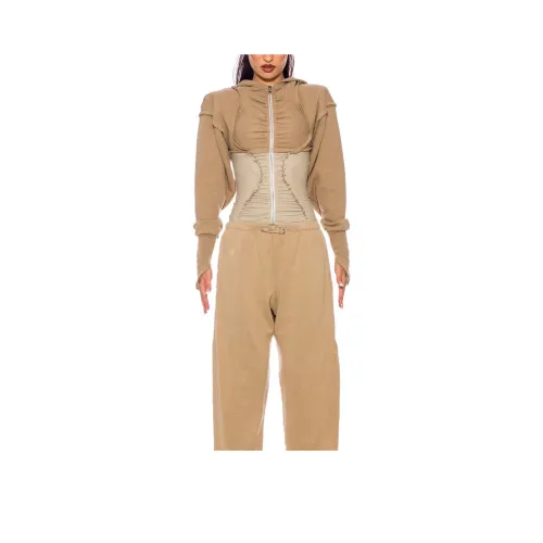 SAMI MIRO VINTAGE Открытая шовная толстовка с молнией женская тауповый тауповый