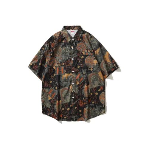 BEAR UNION Короткий рукав цветочный рубашка унисекс кофе
