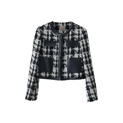 AMII Куртки Пальто Женские Черный Белый Клетка