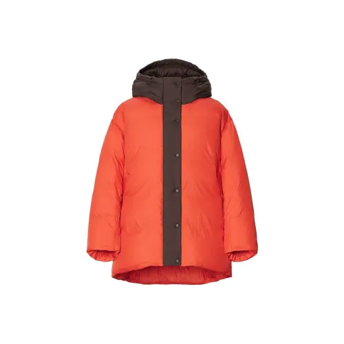 UNIQLO Пуховик Женский Темно-Оранжевый