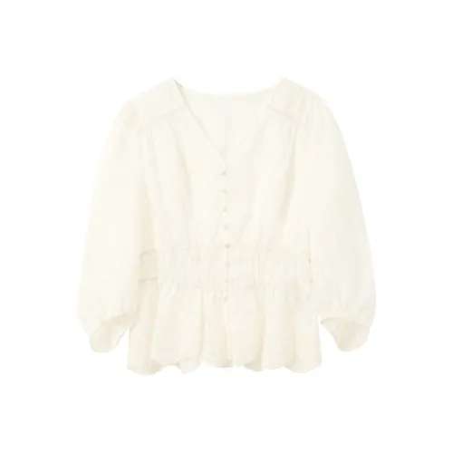 3COLOUR Экрю Женские Шифоновые Рубашки