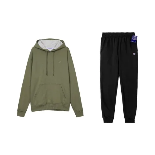 Champion Повседневная Спортивная Одежда Американская Версия Унисекс Армейский Зеленый+Черный