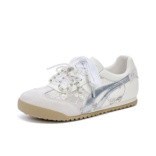 JOSINY Винтаж Интернет Famous Pearl Lace Mesh Спортивный стиль German Army Trainers Low Top Casual Women's Ecru