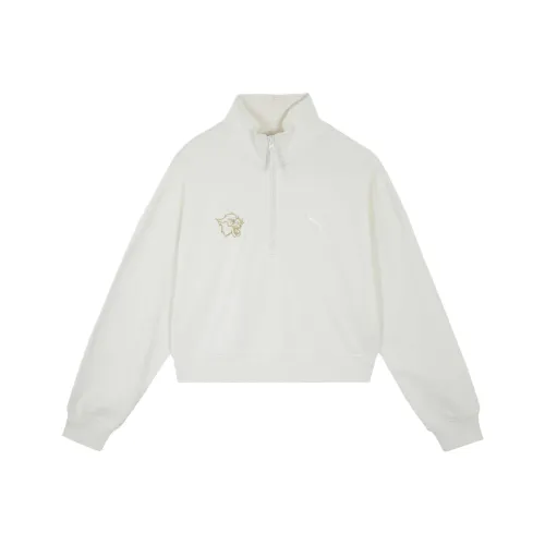 PUMA Crew TR PUMA BZ CC Полузастежка Свитшот Женская Белая