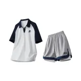 Светло-серый, рубашка с коротким рукавом + светло-серые шорты