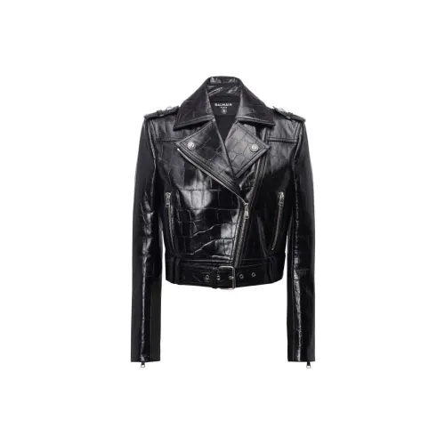 BALMAIN Черные Женские Кожаные Куртки
