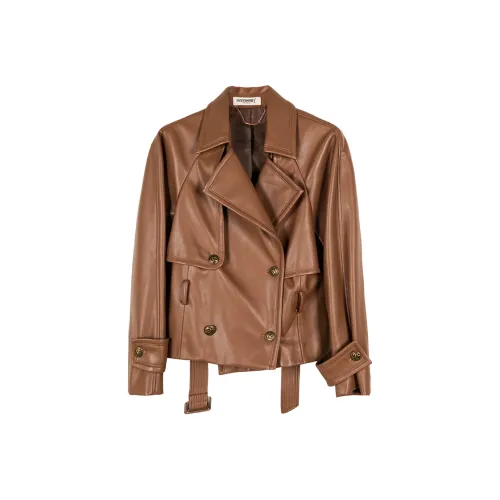 MISSSHINE Коричневая женская кожаная куртка