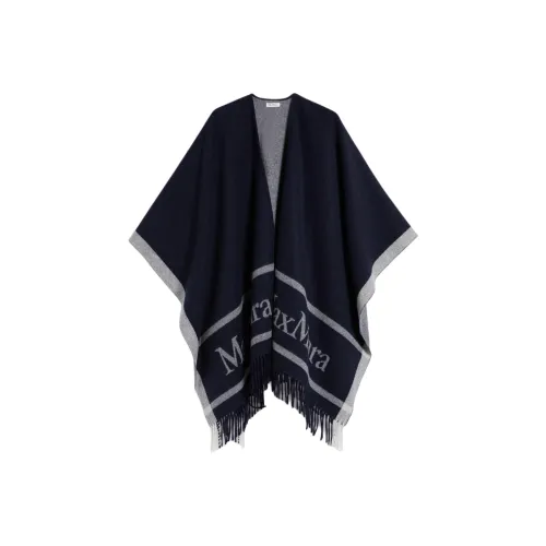 MaxMara Hilde Коллекция Шерстяной Плащ с Кисточками Плащ Женский Морской Синий