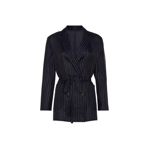 BRUNELLO CUCINELLI SS24 Бизнес Костюм Пальто Женское Морской Синий