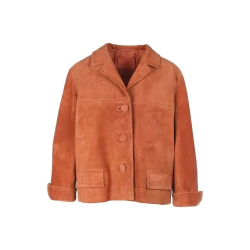 PRADA Коричневые женские кожаные куртки