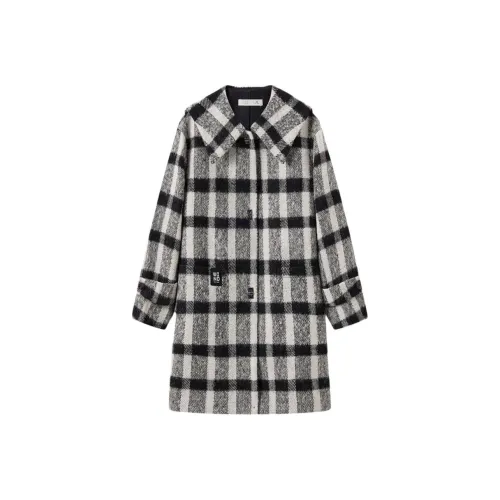 EICHITOO Пальто Женское Черное Белое Клетка