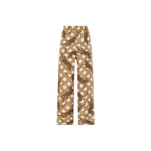 AMIRI Леопард Paperbag Шелк Брюки Повседневные брюки Женские Желтый