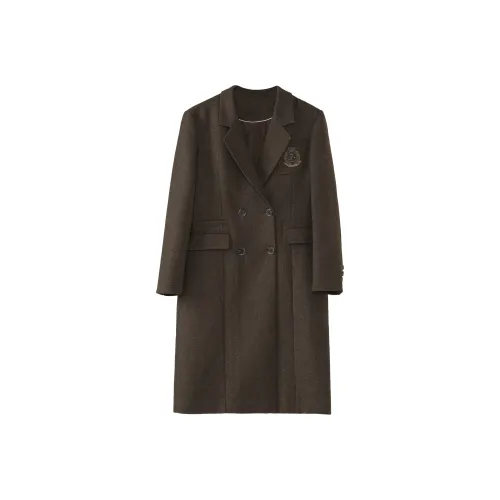 Fstudio Корейский стиль Элегантность Стиль Майярд Свободный крой Минималистский стиль Бизнес-костюм Куртка Женская Коричневый