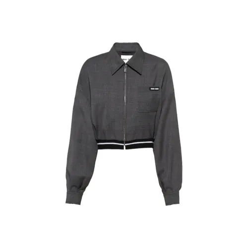 MIU MIU FW22 Cropped Coat Women's Gray MIU MIU FW22 Укороченное пальто женское серого цвета